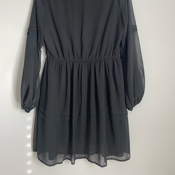 Rusty Dusty black mini dress, sheer black over skirt with sheer puff sleeves - Picture 5 of 8